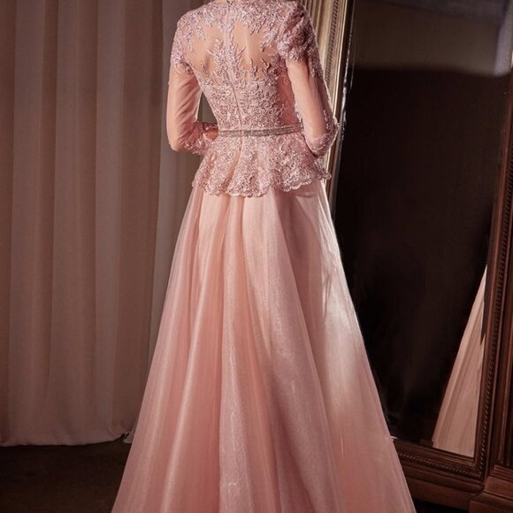 Dusty Rose formal dress. three quarter long sleeve mother of the bride/groom - Picture 4 of 6